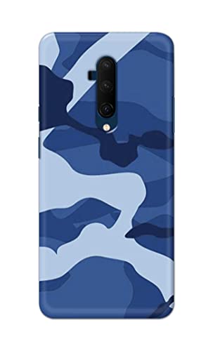 Image of Printed Hard Back Cover Case for OnePlus 7T Pro | OnePlus 7 Pro Back Cover (Army Blue Pattern) -702