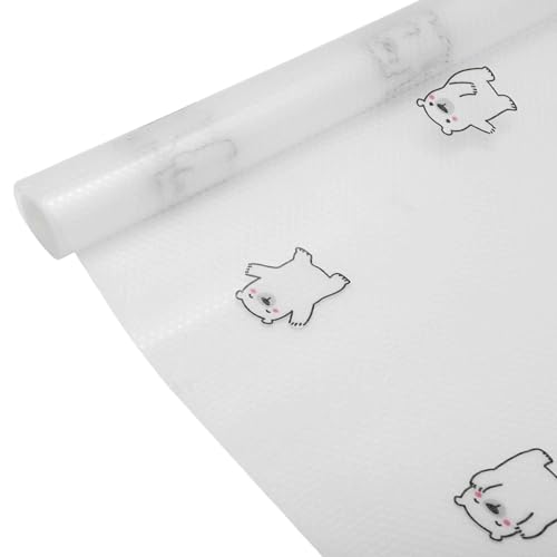 CAPASTEC Tapis De Tiroir, Tapis Antidérapant Pour Tiroirs, Motif Ours Tapis De Tiroir De Cuisine, Tapis Pour Réfrigérateur Pour Tiroirs Étagères Placard Réfrigérateur, 30X500Cm, Blanc
