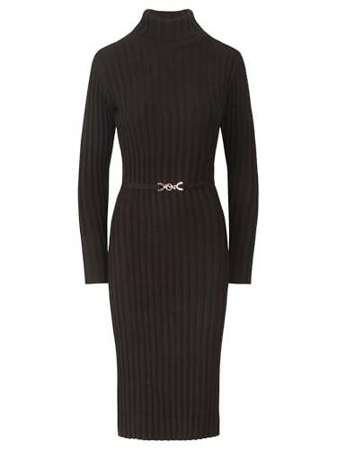 APART Midistrickkleid mit Gürtel, schwarz,...