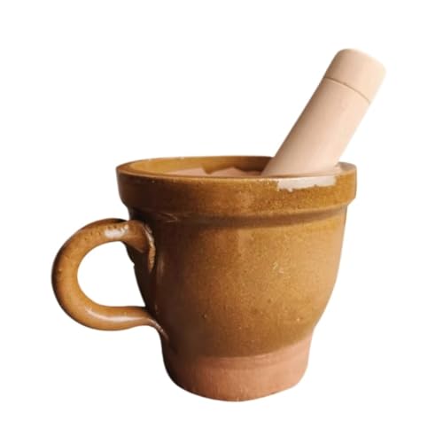 MCLIUJIA Mortero Cocina con Maja Machacador De Ajo Antiguo De Cerámica, Artefacto Manual For Pasta De Ajo con Mango, Juego De Mortero Y Molinillo Mortero Y Mano