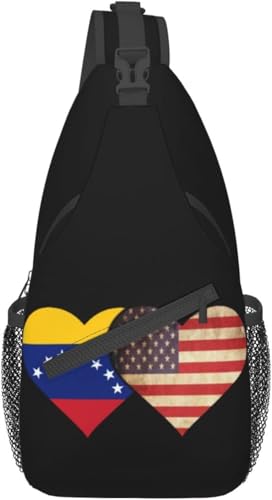 Mochila bandolera unisex con bandera de Venezuela y USA miniatura 1