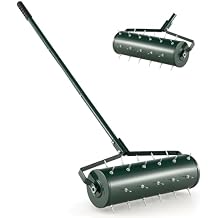 Rolling Lawn Aerator, 21 Manual Aerator Tool, Fillable with Sand/Rocks, Heavy-Duty Push Grass Aerator with Handle, Soil Penetration Spikes, Lawn Care Tool for Yard, Garden