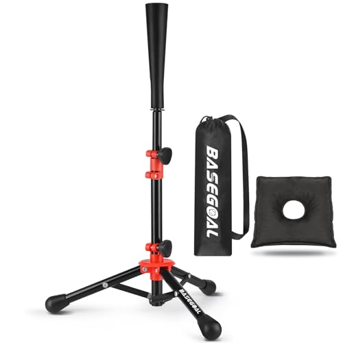 BaseGoal Baseball Tee for Kids,Batting Tee,Softball Tee,Youth Hitting Tee,Teeball Tee,Travel Tee,Easy Adjustable Height (Kids Baseball Tee)