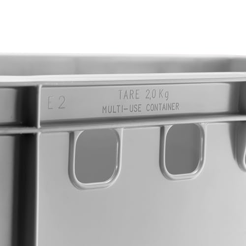 BURI 5x Fleischkiste E2 Metzgerkiste 60x40x20cm lebensmittelecht, robust, stapelbar - Universal Lagerkiste Eurobox aus Deutschland, Grau