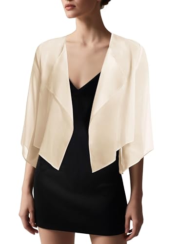 Image of Urban CoCo Women's Chiffon Shrug Cardigan Open Front 3 /4 Sleeve Drape Irregular Hem Bolero Summer Cover Up