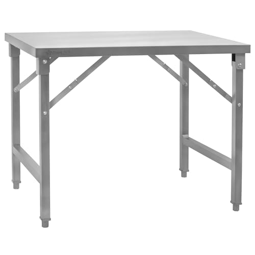 Mahlzeit Edelstahltisch 100 x 70 x 80 cm | Klappbar | Arbeitstisch, Küchentisch, Edelstahl Zubereitungstisch | Gastronomietisch klappbar, Klapptisch, Serviertisch | Tisch für Küche und Gastronomie