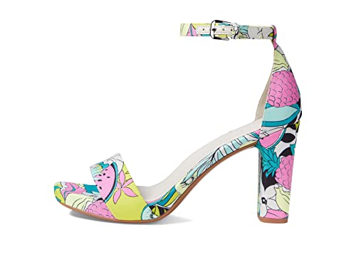 Naturalizer Womens Joy Ankle Strap Heeled Dress Sandal,Retro Fruit Print Fabric,9.5