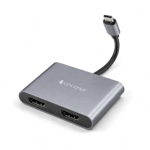 Image of Coconut Type C Dock with Dual HDMI, USB & PD Charging Port | 4 Port - 4K HDMI USB C Hub for Laptop, Dual Monitor Adapter for Windows & MacBook, Type C Hub for Streaming, Trading, Multi Screen Setup