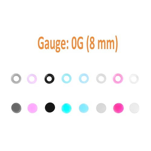 Juway Plugs and Tunnels for Ear Lobe Ear Gauge Silicone Ear Plugs Ear Piercings Plugs Size 0 Gauges(32PCS)