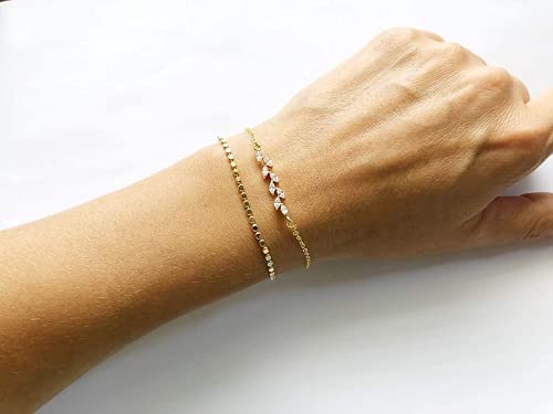 VIROMY Cubic Zirconia Classic Tennis Bracelet 18K Gold Plated Adjustable Pull Chain Tennis Bracelet Minimalist CZ Simulated Diamond Bracelets Everyday Jewelry Gifts for Women3