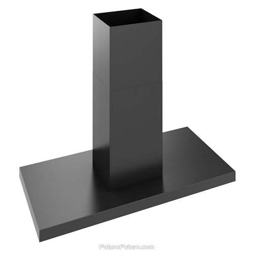 Futuro Futuro Turo Black 48 Inch Island-mount Range Hood, Contemporary Design, Painted steel, LED, Ultra-Quiet, with Blower