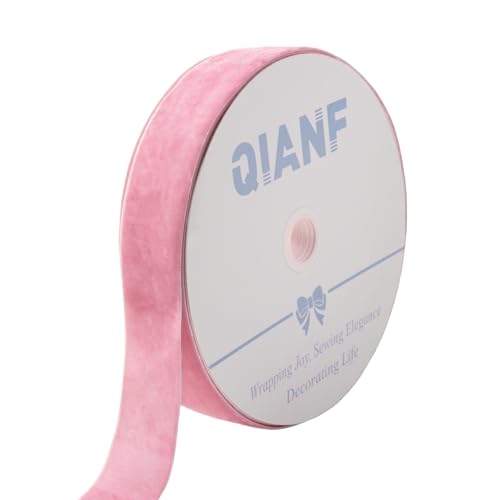 Image of QIANF Velvet Ribbon, 1 1 /2-Inch by 25-Yard Spool (Pink)