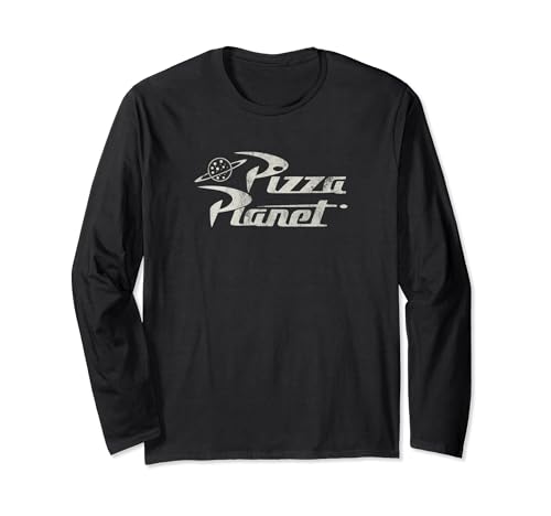 T-shirt Toy Story Pizza Planet blanc à manches longues et coupe ajustée pour homme et femme