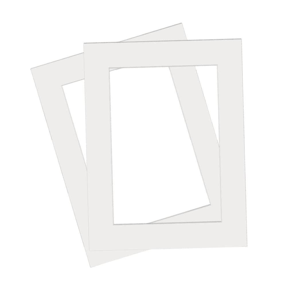Almost Frameless - Pack of 2-18x18" Mount for 7x5" Print. Bright White Acid-Free Picture Frame Mat, Machine Cut Bevel, White Core Museum Quality.
