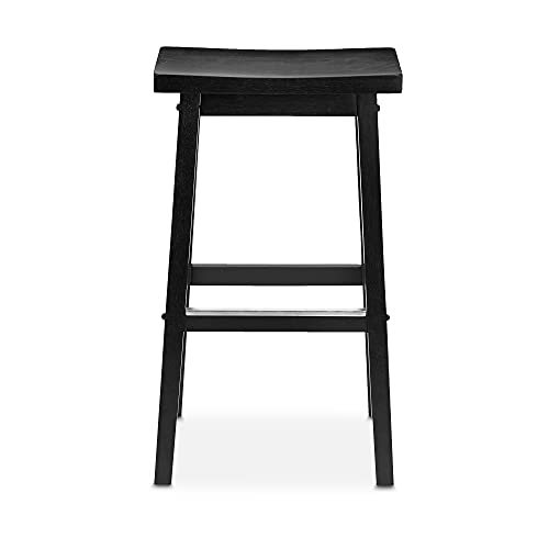 Amazon Basics Solid Wood Saddle-Seat Kitchen Counter Barstool, 29-Inch Height, Black - Set Of 2 #TOP3