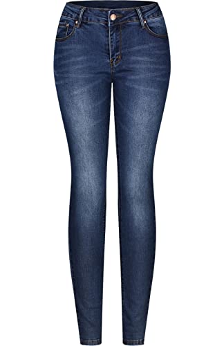 2LUV Women's Stretchy 5 Pocket Skinny Jeans Medium Wash 7