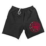 Popfunk Game of Thrones Targaryen Sigil Men's Sweat Shorts (Large, Black)