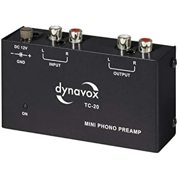 Dynavox TC-20 przedwzmacniacz Phono, kompaktowa metalowa obudowa, do gramofonów z systemami próbkowania MM, czarny
