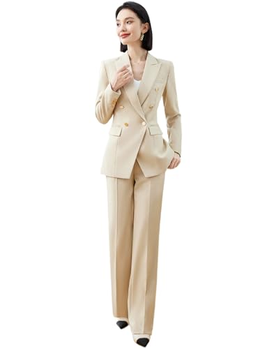 Costume deux pièces femme boutons double boutonnage haut de gamme pour réunion