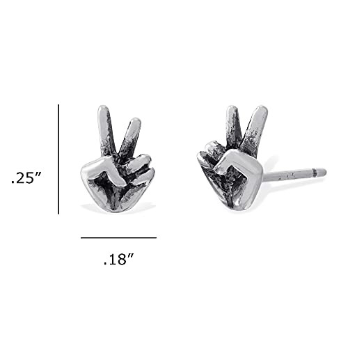Boma Jewelry Sterling Silver Peace Sign Hand Stud Earrings4