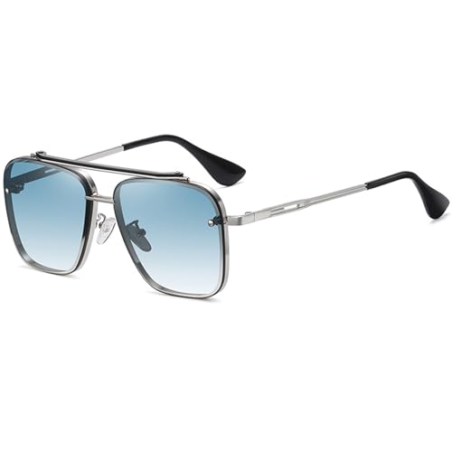 Oversized Square Aviator Sunglasses for Men Women Fashion Metal Frame Aviator Sun Glasses Tinted Lens