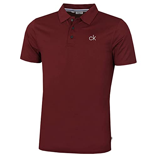 Calvin Klein Hommes Central Žvacuant l'humiditŽ Polo de Golf - Burgundy - L