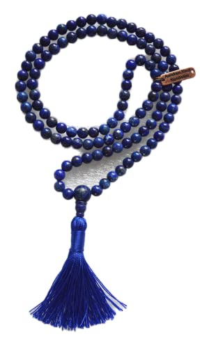 Awaken Your Kundalini Crystals Mala Beads Necklace Reiki Healing Stones Blessed & Energized Handmade 108 Buddhist Prayer Beads - Comes w/Velvet Pouch (Lapis Lazuli, 6 mm)