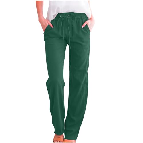 Image of Linen Pants Women 2026 Spring Summer Fashion Straight Leg Pant Dressy Casual High Waisted Loose Trousers with Pockets
