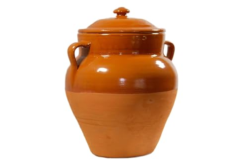 Tinaja de Barro Artesanal con Tapadera – 30 cm / 3 Litros – Hecha a Mano en España | Cerámica Ecológica para Agua, Decoración o Conservas | Felipe Zabala