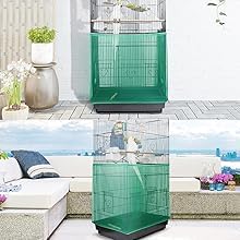 Image of Ventilated Nylon Bird Cage Cover,Bird Cage Seed Catcher Large Size Bird Cage Mesh Cover Protector for Round Square Cages (Green)