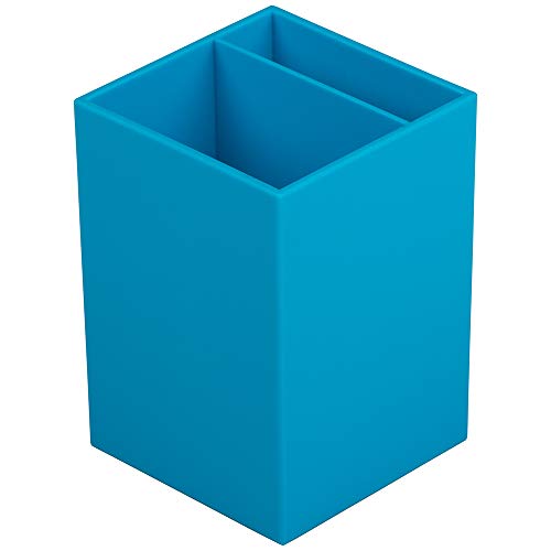 Image of JAM PAPER Plastic Pen Holder - Blue - Desktop Pencil Cup Sold Individually