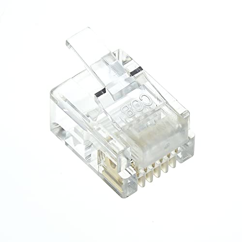 Keple Connecteurs, 6P6C, RJ12, prise téléphonique modulaire - Connecteurs de câble téléphonique, compatibles avec les fils solides et toronnés, adaptateur de prise de câble plat - Paquet de 10