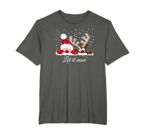 Cooles Weihnachtsmotiv. Let it snow, Rentier Santa Schnee T-Shirt