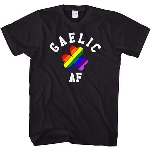 Men's Gaelic AF Mens Women 100% Cotton Gay Pride LGBT Irish St Patricks Day Men Women Bi Trans T-Shirts Black M