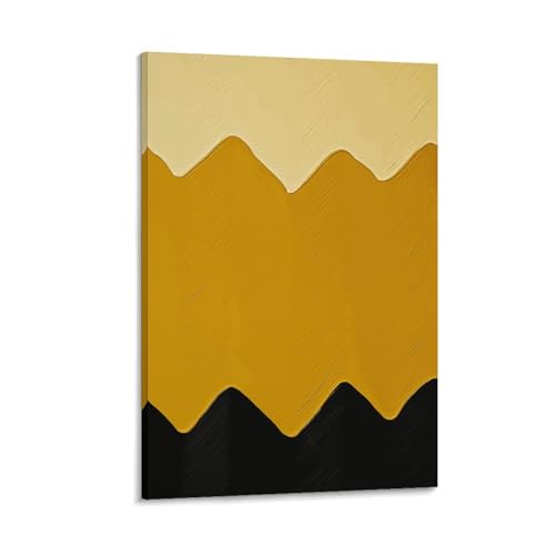 Toile murale haut de gamme jaune moutarde et noir avec cadre élégant 60x90