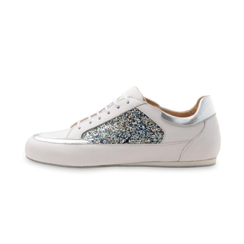 Werner Kern Carol Ladies Dance Sneaker (UK Size) (White Nappa/Brocade/Silver Chevro, Adult, Women, 5, Numeric, US Footwear Size System, Medium)