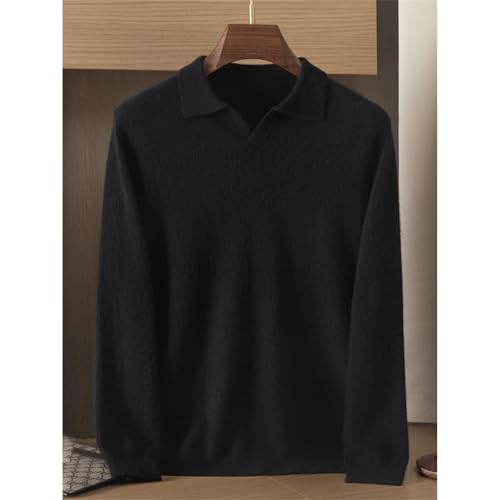 Men 100 Percent Cashmere Sweater Lapel Pullover Casual Winter Simple Knitted Soft Clothing Top4