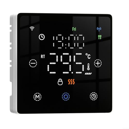 Sandyseptember Termostato inteligente WiFi para TUYA, controlador de temperatura digital de bajo consumo con control remoto para el hogar, la oficina (negro)