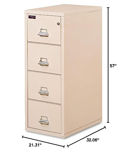 Fireking Fireproof 2 Hour Rated Vertical File Cabinet With 4 Legal Sized Drawers, 22", Parchment #TOP1