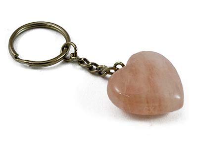 Natural Rose Quartz Crystal Heart Shaped Key Chain Key Ring For Chakra And Reiki Healing-image-41