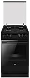 Amica Standherd Elektro 50 cm Gaskochfeld Backofen Umluft Zierdeckel eingestellt auf Erdgas 20mBar freistehend (Black)