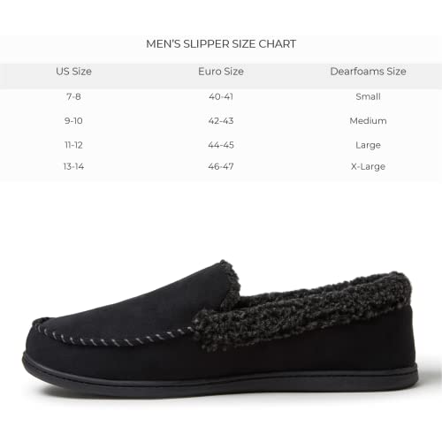 Dearfoams Men's Eli Microsuede Moccasin Slipper, Black, Medium #TOP1