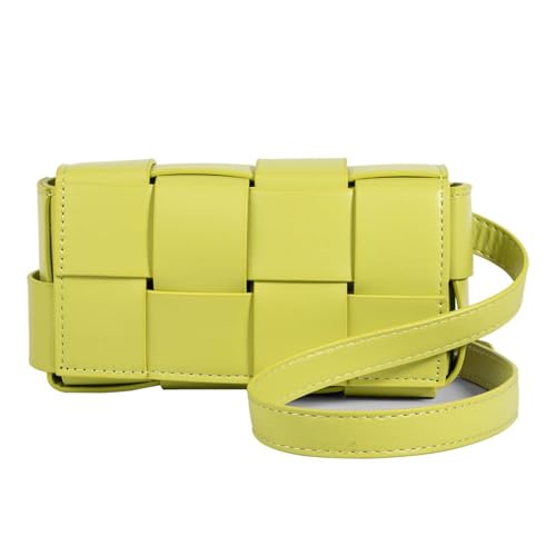 Image of Mini Woven Crossbody Bag for Women, Square Shoulder Handbag Leather Clutch Purse Cute Fanny Packs with Adjustable Belt