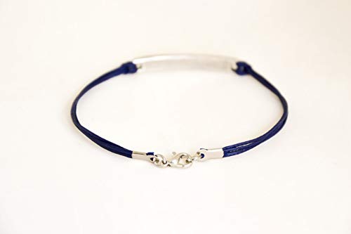 Hebrew Bracelet, Men's Bracelet, Silver Plaque With Hebrew Sentence: 'Shema Israel', Blue Cord, Hear Israel, Jewish Jewish Prayer, Yisrael #TOP2