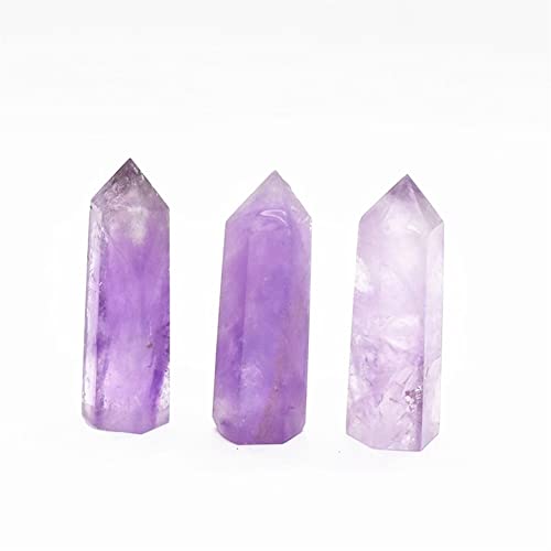 WGPHD Meditation Home 1PCS Natural Purple Crystal Single Crystal Column Original Stone Grinding six prisms Meditation Home Decoration (Size : 8-9cm)