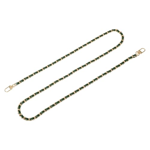 uxcell Purse Chain Strap, 47" Leather Iron Flat Chain Strap Handbag Chains Purse Straps with Buckles for Shoulder and Cross Body Bags Replacement Strap (Green Strap + Gold Chain)