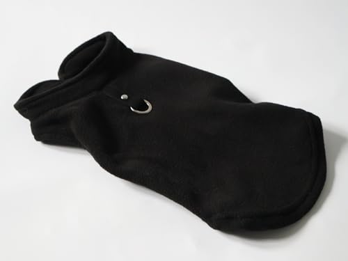 JACKO & CO Fleece-Weste mit Ring für die Leine, weich, leicht, atmungsaktiv, für Welpen, kleine bis mittelgroße Hunde, Kätzchen, Katzen, warm für Frühling, Herbst, (Schwarz, Größe L, 4,5-7,3 kg)