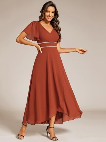 Image of Ever-Pretty Summer A-Line V-Neck Formal Dress for Women Empire Waist Chiffon Mother of the Bride Wedding Guest Dresses 41981