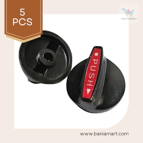 Image of Gas StovePVC Regular Knobs Set | Plastic Gas Stove Knob Set | Manual Ignition Buttons, Compatible with All Gas Chulhas | Black, Set of 5