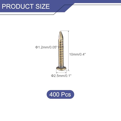 uxcell 400 Pcs Clavos Pequeños 1.2mmx10mm Clavos de Latón para Madera y Decoración en Tono Bronce miniatura 2